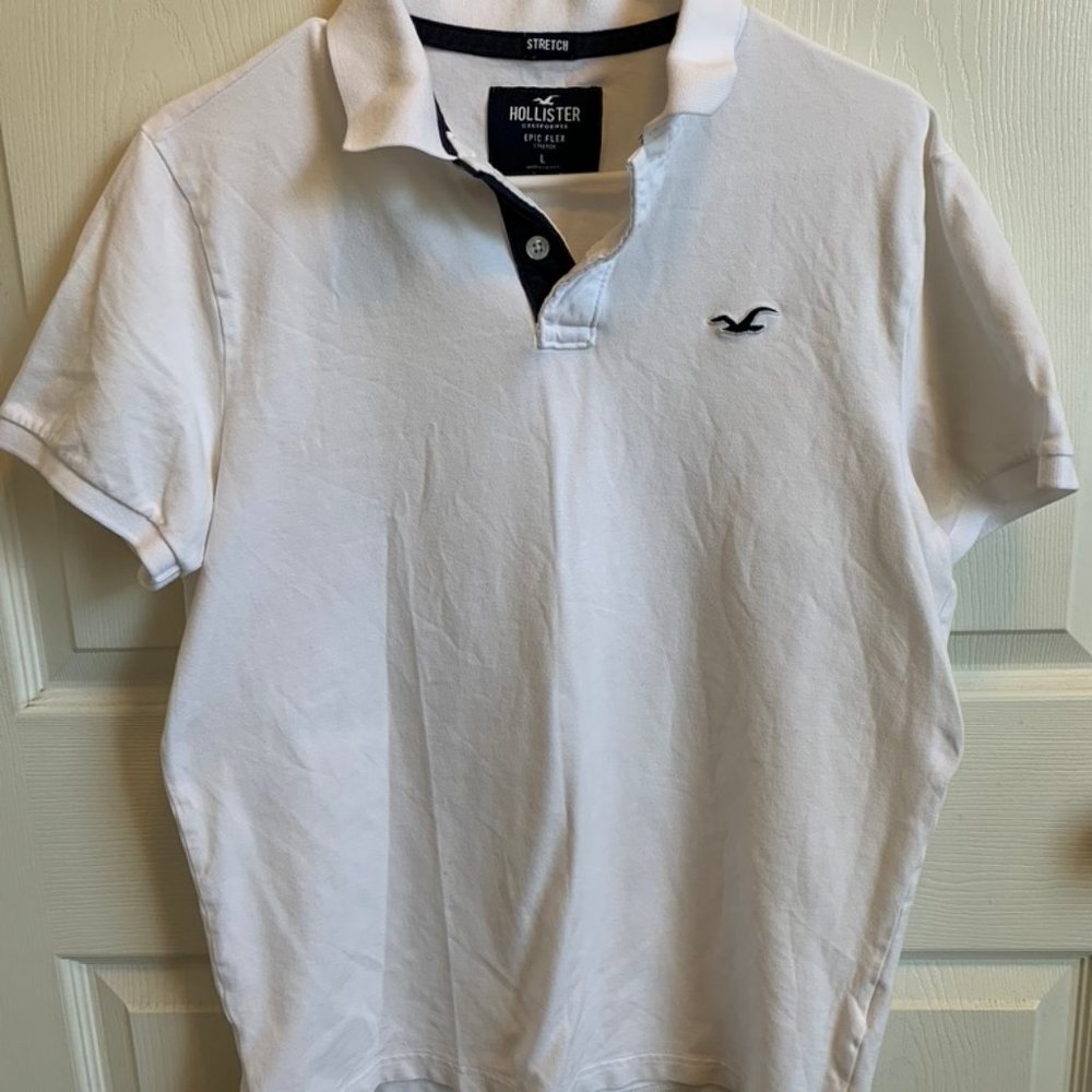 Hollister White Polo Shirt Size Large